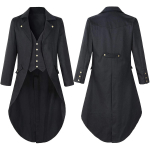T&auml;iskasvanud Mehed Keskaegne Cosplay Mustad Joped Devil Fashion Gooti Steampunk Pikk &Uuml;likond Kost&uuml;&uuml;m Must Brokaat Damaskus Pulmad Halloweeni XXXXL must