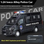 1:24 M&otilde;&otilde;tkava IVECO Politsei Sulamist Auto Diecast Metall Mudel Heli ja Valgusega T&otilde;mmatav M&auml;nguasi Salongi Kaunistused Laste M&auml;nguasi Kingitused Doiplay valge