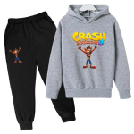 Laste Multikas M&auml;ng Crash Bandicoot Kevad S&uuml;gis Pullover Huppar+P&uuml;ksid 2tk Komplektid Poisid T&uuml;drukud Vabaaja Komplektid Treening&uuml;likonnad 140 gray