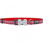 Collier - Red Dingo - Union Jack - R&eacute;glable 20 &agrave; 32 cm - Nylon - 12 mm valge