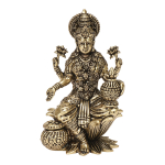 Jumalanna Lakshmi Istumas Lootusel Kuju, Laxmi Murti, Pronks, Messing - 4 tolli