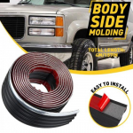 Black & Chrome Molding Protector Roll Body Belt Exterior Side For Chevy trucks