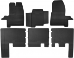Dywaniki samochodowe gumowe do: Ford Transit Custom FL van, automat 2 rzędy (2017-2021) - czarne, dopasowane