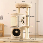 Ruumis&auml;&auml;stlik mitmekihiline kassipuu voodi, platvormide ja sisal-kriimustuspostiga v&auml;ikeste kodude jaoks Cat Climbing Frame beige