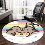 Pusheen Cat, vikerkaarev&auml;rviline toolimatt, &uuml;mmargune kontorivaip, masinpestav, libisemiskindel, sobib elutuppa, magamistuppa 120cm