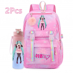 2 tk/komplekt Armas Hatsune Miku tr&uuml;kiga seljakott 750 ml veepudeliga teismelisele t&uuml;drukule poisile Koolikott Suure mahutavusega Veekindel reisikott Kingitus