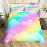 Vikerkaar-karp Kaanekomplekt V&auml;rviline Vikerkaar Voodipesukomplekt Lastele T&uuml;drukutele Microfiber Mitmev&auml;rviline Tekikate Twin King Size EU Single(135*200cm)3pcs