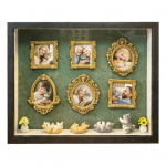 Isetehtud Mini Muuseumi Siluetikarp Valgusega Pere M&auml;lestuste Fotoesitluskarp Komplekt 6 Kuldse Minikujutise, 4 Miniatuurkassi ja 2 Potitaimede Potiga Kassihuvilistele A