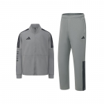 Adidas Poks 3-triibuline Klassikaline Retro Sirgete S&auml;&auml;ristega Pikad P&uuml;ksid Seisva Kraega Jakk Puuvillane Kaheosaline Vabaaja Spordidress CLTR02NHJB-GYB+CLTR02PTK-GYB M