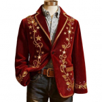 Meeste Sametpintsak &Uuml;he n&ouml;&ouml;biga Pintsak Rev&auml;&auml;r Pikkade varrukatega 3D J&otilde;uluteemaline Tr&uuml;kis Kitsa l&otilde;ikega Pintsak Ametlik Lava-r&otilde;ivas M