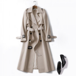 (SU)Naiste mantel Solid Slim Fit jope pikk &uuml;ler&otilde;ivas tuulejope Trench S beež