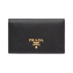 Prada Saffiano Kuldselt Graveeritud Nahast Kaardihoidja Rahakott Unisex Rahakotid Must 1MC122-QWA-F0002 Basic Set (Bag)