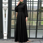 Naiste moslem Abaya pikk kleit Lilletr&uuml;kiga Vintage Kaftani Islamic Maxi kleidid XL must