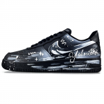 Nike Air Force 1 Galaxy Graffiti Kulumiskindlad Madalad Laua-uisutamise Kingad Unisex Must Valge CW2288-001(Team1283-) 37.5
