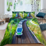 3D prindiga rong ja raudtee teemaline voodipesukomplekt Pehme tekikate 1/2 tk padjap&uuml;&uuml;riga Lastele T&auml;iskasvanutele Mikrokiud Tekikate 135x200cm