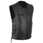 Uus Solid Vest Mootorratta p&uuml;stine krae nahast Vest Team Punk S gray