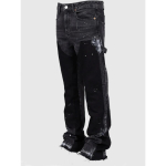 FlowStreet Pestaud teksap&uuml;ksid Meeste Vintage Pahkluupikkusega P&uuml;ksid Keskmise K&otilde;rgusega Taskud N&ouml;&ouml;p T&otilde;mblukk Sirged Streetwear Teksad M black