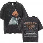 Chris Brown Breezy Bowl XX Kontsert Puuvillane T-s&auml;rk Tuur Pesitud T-s&auml;rk Vintage Gootiline Top Meeste Portree Hip Hop Streetwear S
