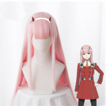 Anime DARLING In The FRANXX 02 ZERO TWO Long Wig Cosplay Parukas Rollim&auml;ng Pink Color Cos Parukas + Peakatted (as the picture,Wig&Headwear)