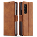 Luksuslik Nahast Rahakott-&uuml;mbris Samsung Z Fold 8 Ultra 7 6 5 4 3 5G jaoks Kaardihoidjaga Telefoni Kott Flip-raamatuga Kate Galaxy Z Fold7 jaoks Etui Galaxy Z Fold6 pruun