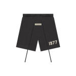 Fear of God Essentials 1977 Seeria SS22 Veluur Logo Paelaga L&uuml;hikesed P&uuml;ksid Meeste L&uuml;hikesed P&uuml;ksid Raud-Must FOG-SS22-124 XXS