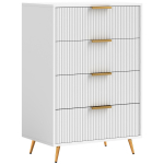 Moodne magamistoa kummut 4 sahtliga Lainesigniga esipaneelid &Uuml;mberkukkumise vastane 60x40x90 cm Valge 60 x 40 x 90 cm