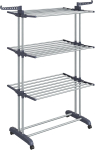SONGMICS 4-korruseline kokkupandav tiibadega riidekuivatusrest ratastega 63,5 x 128 x 173 cm Suur Lihtne kokkupanek Sise- ja v&auml;listingimustesse Hall LLR701G01 hall