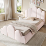 Polsterdatud voodi, &Uuml;heinimesevoodi, Lastevoodi 90 x 200 cm, Voodi polsterdatud peatsiga, &Uuml;marad nurgad, Samet, Roosa 216 x 106 x 89 cm roosa