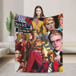 Davids Bowied Inglise Laulja N&auml;itleja Tekk Inglise Laulja N&auml;itleja Reisi Flanell Voodipesu Viskad Diivanile Voodile Soe Pehme Voodikate 125x150cm (50x60inch)