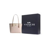 COACH City kaetud l&otilde;uendist kandekott, &otilde;lakott keskmine naiste liivakarva CDX82-SVPWH One Size 3 beige