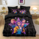 3 tk K-popi deemonik&uuml;ttide teemaline voodipesukomplekt &Uuml;he-/Kahekohaline/T&auml;iskasvanu/Kuninganna/Kuninga suurusega Huntrix K-popi kingitus lastele K-popi deemonik&uuml;tid Lapsed Duvet Cover Set&EU Single(135x200cm)