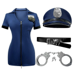 Seksikas politseinikunaine kost&uuml;&uuml;m Halloweeni Cosplay riietus, T&otilde;mblukuga politseiniku kleit peole m&auml;ngimiseks rollim&auml;nguks, S-3XL XL must