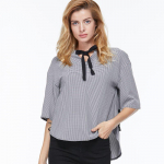 SURWENYUE Mood naiste pluusid L&uuml;hikeste varrukatega suvised topid S&auml;rk vabaaja triibuline naiste pluus S must