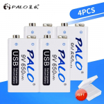 PALO 4PCS 9V taaslaetav aku 650mAh USB Micro USB akud RC helikopteri mudeli mikrofoni patarei jaoks valge