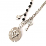 Les Tr&eacute;sors De Lily [J7778] - Collier cr&eacute;ateur 'Love' noir argent&eacute; must
