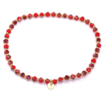 Les Tr&eacute;sors De Lily [Q8660] - Bracelet cr&eacute;ateur Acier 'Boho' rouge dor&eacute; - perles 3 mm punane