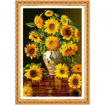 5D teemanttikandid Kollane lill p&auml;evalill lillevaas Teemantmaal Ristpistes &uuml;mmargune dekoor 20X30CM