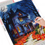 5D teemantmaal, t&auml;ispuuritud ruut Halloweeni uus teemanttikandi m&uuml;&uuml;k maja mosaiik multifilmi k&auml;sit&ouml;&ouml;komplekt Full Round 20X30CM