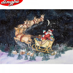 DINGPU j&otilde;ulukaardi kingitus t&auml;is&uuml;mmargune puur 5D DIY teemantmaaling 3D tikandid ristpistes 3D kodukaunistus 20X30CM punane