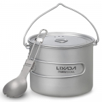 Lixada 750 ml/900 ml/1100 ml kerge titaanist pott kokkupandava sporiga matkamiseks v&auml;lik&auml;mpingus 900ml pot & spork