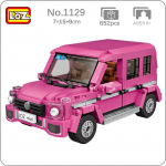 LOZ 1129 S&otilde;idukimudel Roosa maastikuauto uks avatav Jeep Taxi 3D DIY Mini klotsid Tellised Ehitusm&auml;nguasi lastele Kingitus ilma karbita