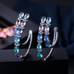 CMM k&otilde;rgekvaliteedilised mustad kuldsed Bohemian mitmev&auml;rvilised tsirkoonist kahekordsed k&otilde;rvar&otilde;ngad mitmev&auml;rviline