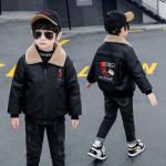 Plush fliisist poisi nahktagi pluss fliisist tihendav laste s&uuml;gis- ja talvejope soe mantel V&auml;lismaises stiilis beebijope 140