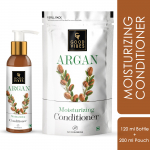 Good Vibes Moisturizing Argan Conditioner Combo (120 ml Bottle + 200 ml Pouch)