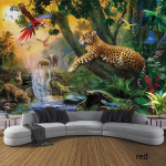 Metsakuningas tiigerleopard gobel&auml;&auml;n Metsloomade seinavaip Seinaripp Seinakunst Kunstkaunistus Magamistoa seinavaip 150x150CM