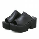 Suvised Mules kontsad naistele avatud varbaga, &uuml;hev&auml;rvilised paksud kontsad, vabaaja platvormiga sandaalid vabaaja mustad liistud liigsuured 35 must