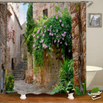 Kodu seinakaunistus du&scaron;ikardin 3D Euroopa hoone Aed lilled sise&otilde;u maastik Veekindel pol&uuml;ester Magamistoa kardin 180*200CM