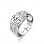 Bague Ringeni t&otilde;eline moissanite s&otilde;rmus meestele 2-karaadine &uuml;mmargune briljantne teemant Kihlas&otilde;rmus meeste pulmaehted Resizable valge