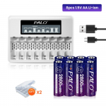 PALO 1,5 V AA laetav aku 2800 mWh HR6 liitiumaku koos 1,5 V AA AAA liitiumakuga Cahrger valge