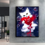 5D DIY Teemantmaal Armastus Kassid Ristpistes Komplekt T&auml;is Teemanttikand Mosaiikkunst Pilt Rhinestones Dekor Kingitus Full Round 20x30cm